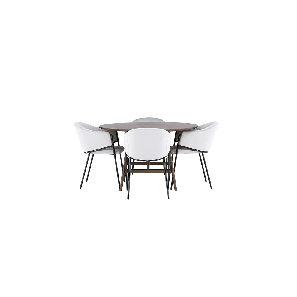 Matgrupp Venture Home Kaseidon Ø100 cm med 4 st Evelina stolar