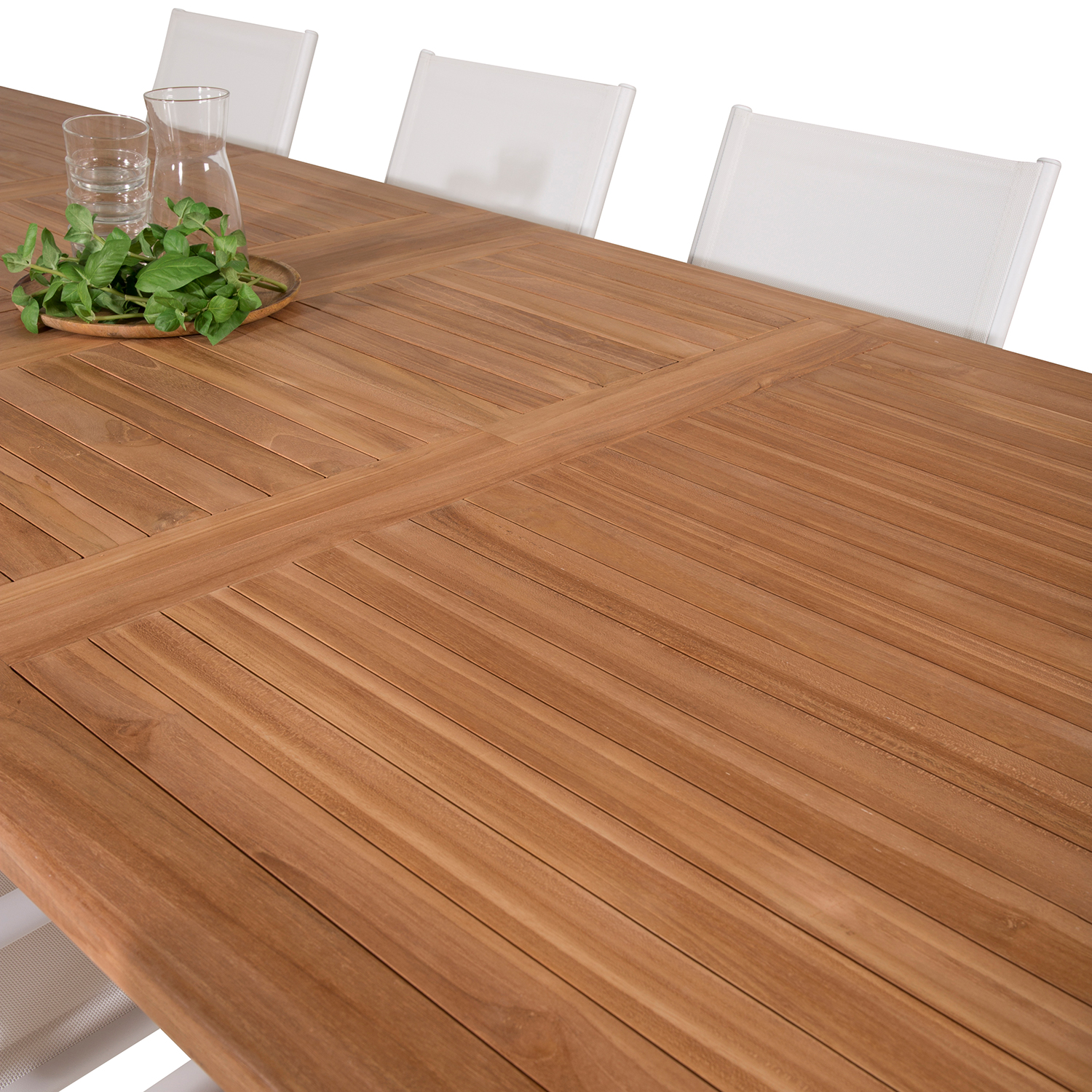 Matgrupp Venture Home Kenya 195-295x110 Teak med 8 Santorini Karmstolar
