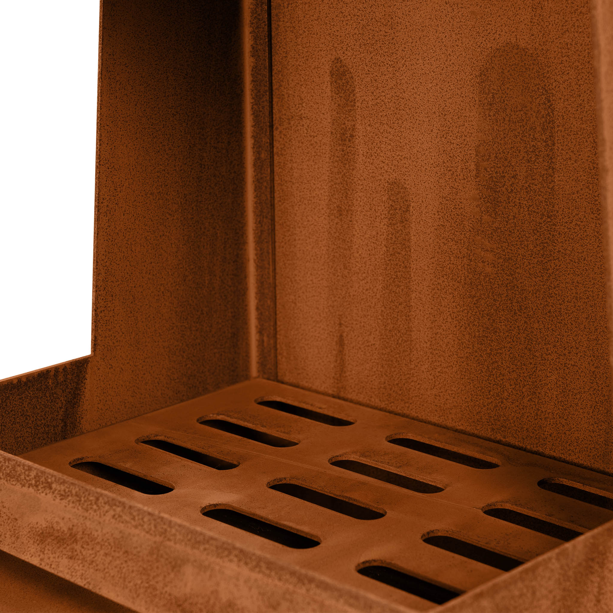 Eldstad Lyfco Cortenstål Hög med Hylla