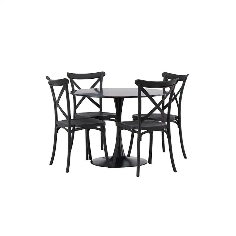 Matgrupp Venture Home Glade Ø 100 cm med 4 Crosett Stolar