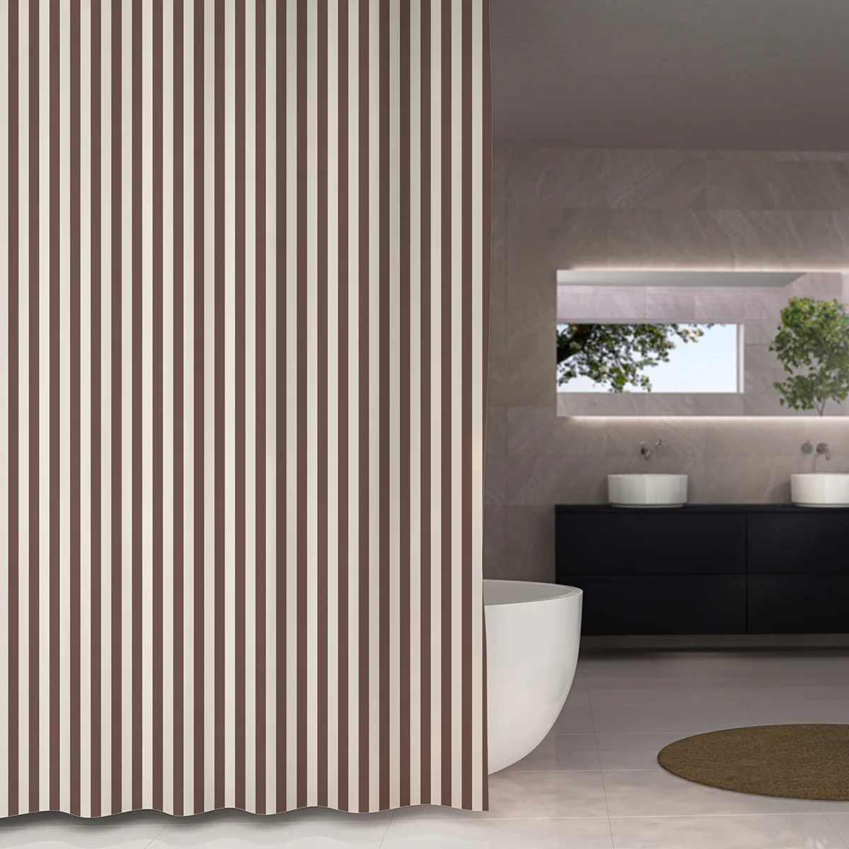 Duschdraperi Bali vit/nougat 180x200 Nougat/Vit, Storlek: 180x200 cm