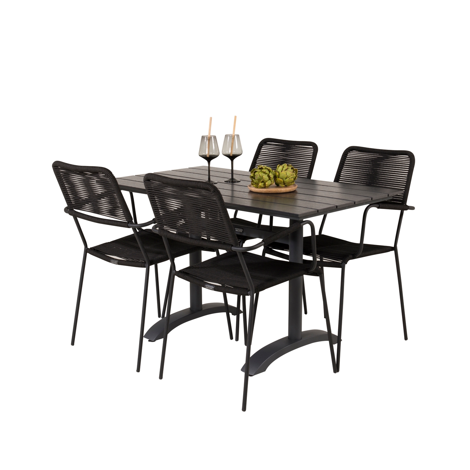 Cafégrupp Venture Home Denzel med 4 Leon Karmstolar
