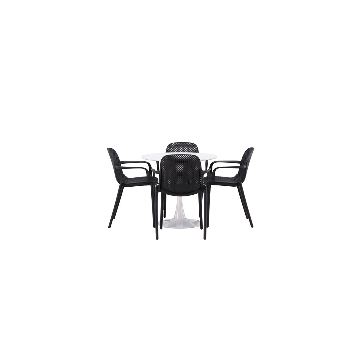 Matgrupp Venture Home Hamden Ø80 cm med 4 Baltimore stolar