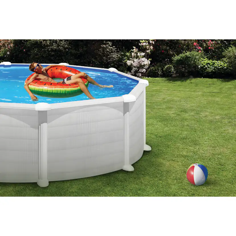 Basic Pool Rund Ø350 x 132 cm, Vit Ø350 cm, Djup: 132 cm, Färg: Vit