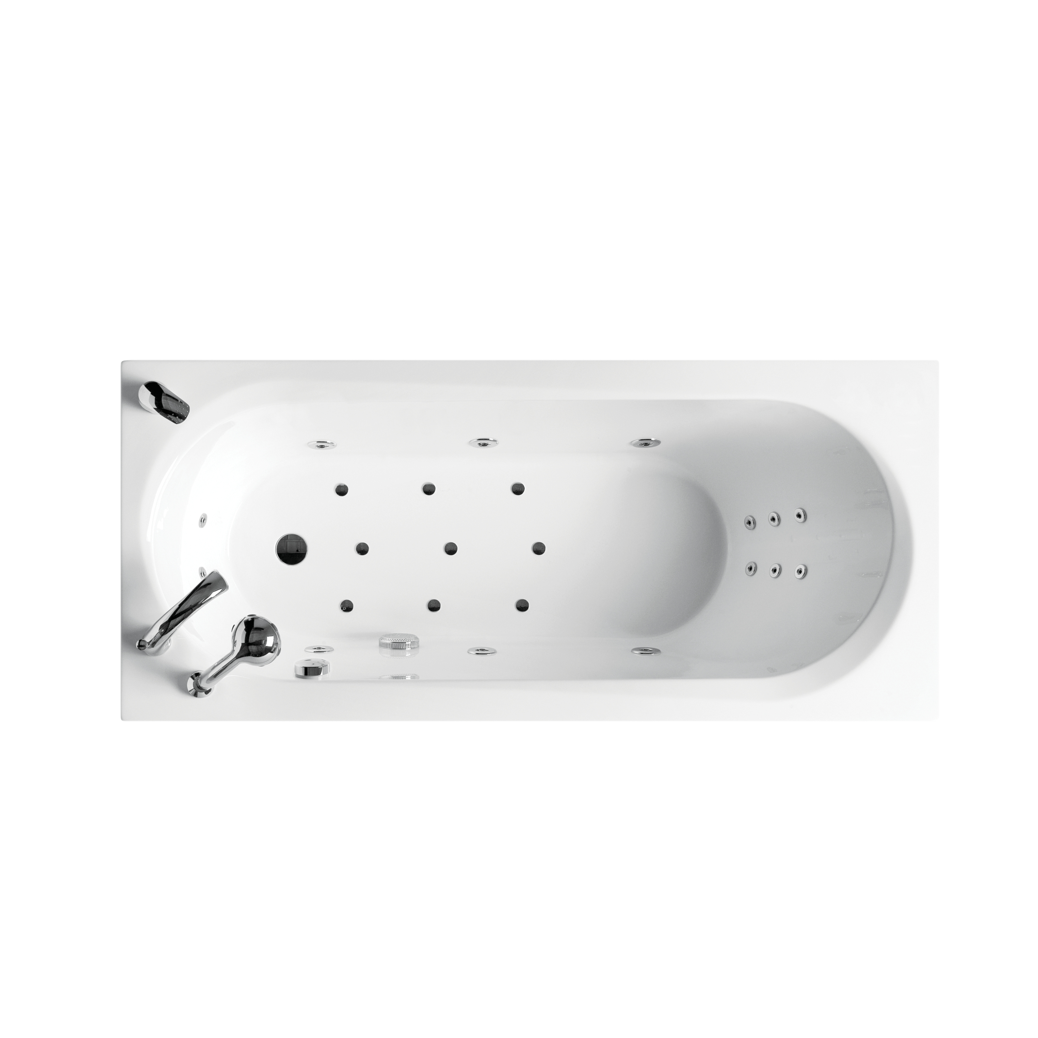 Badkar Falsterbo 160 cm Bra U4 160 cm Bra U4: Med Frontpanel, Sidopanel till höger, Sargblandare till höger