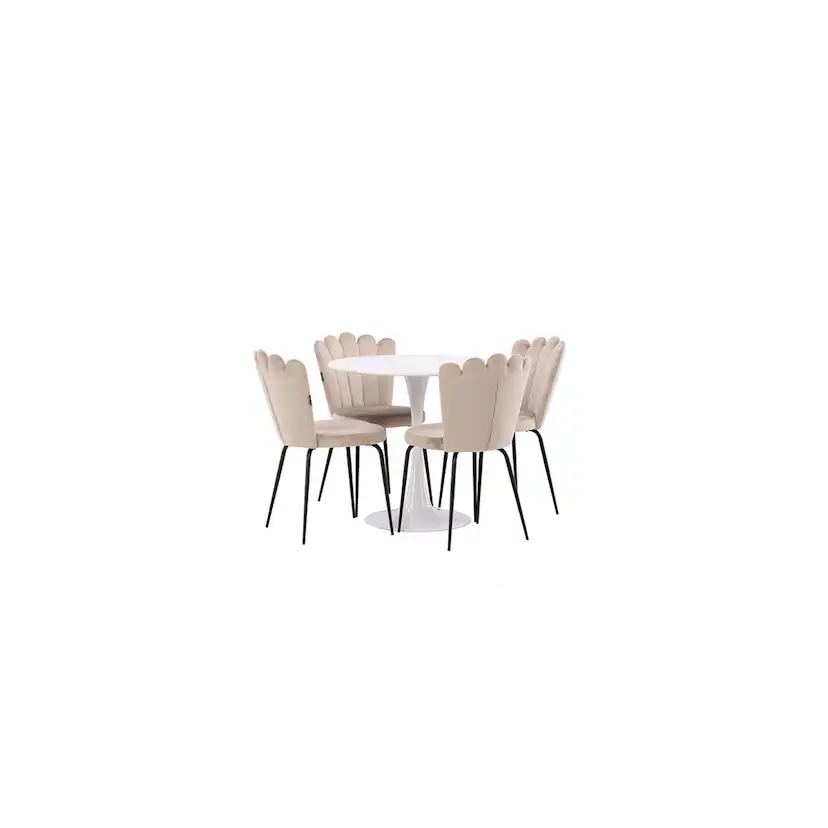 Matgrupp Venture Home Hamden Ø80 cm med 4 Limhamn Light stolar