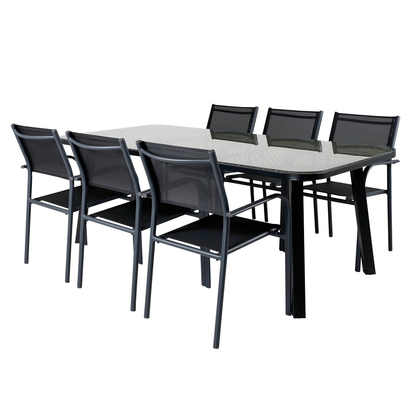 Matgrupp Venture Home Peoria med 6 Siri Stapelbara Matstolar