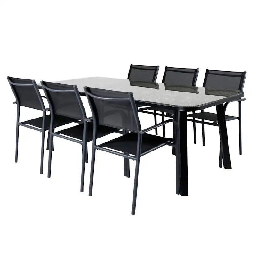 Matgrupp Venture Home Peoria med 6 Siri Stapelbara Matstolar