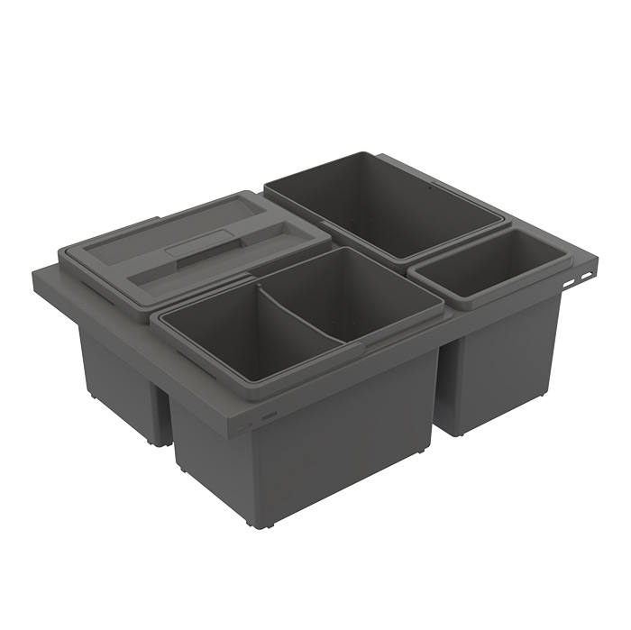 Källsorteringskärhållare Beslag Design Cube Basic Low 600 Mörkgrå
