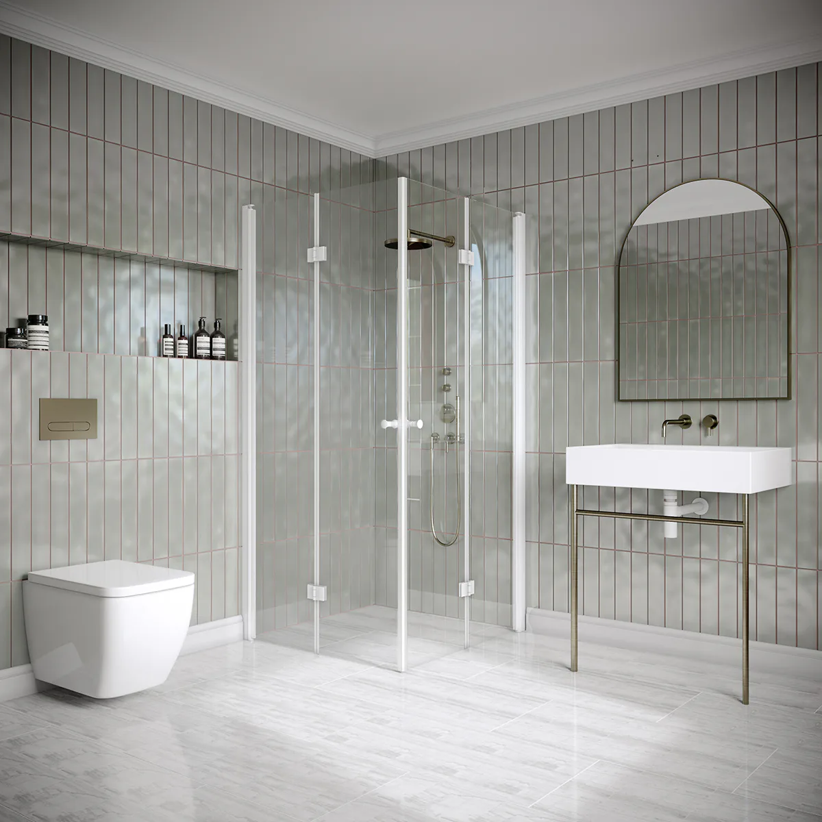 Hietakari Classic 150 695x695x1900 mm, Klarglas, Vita profiler