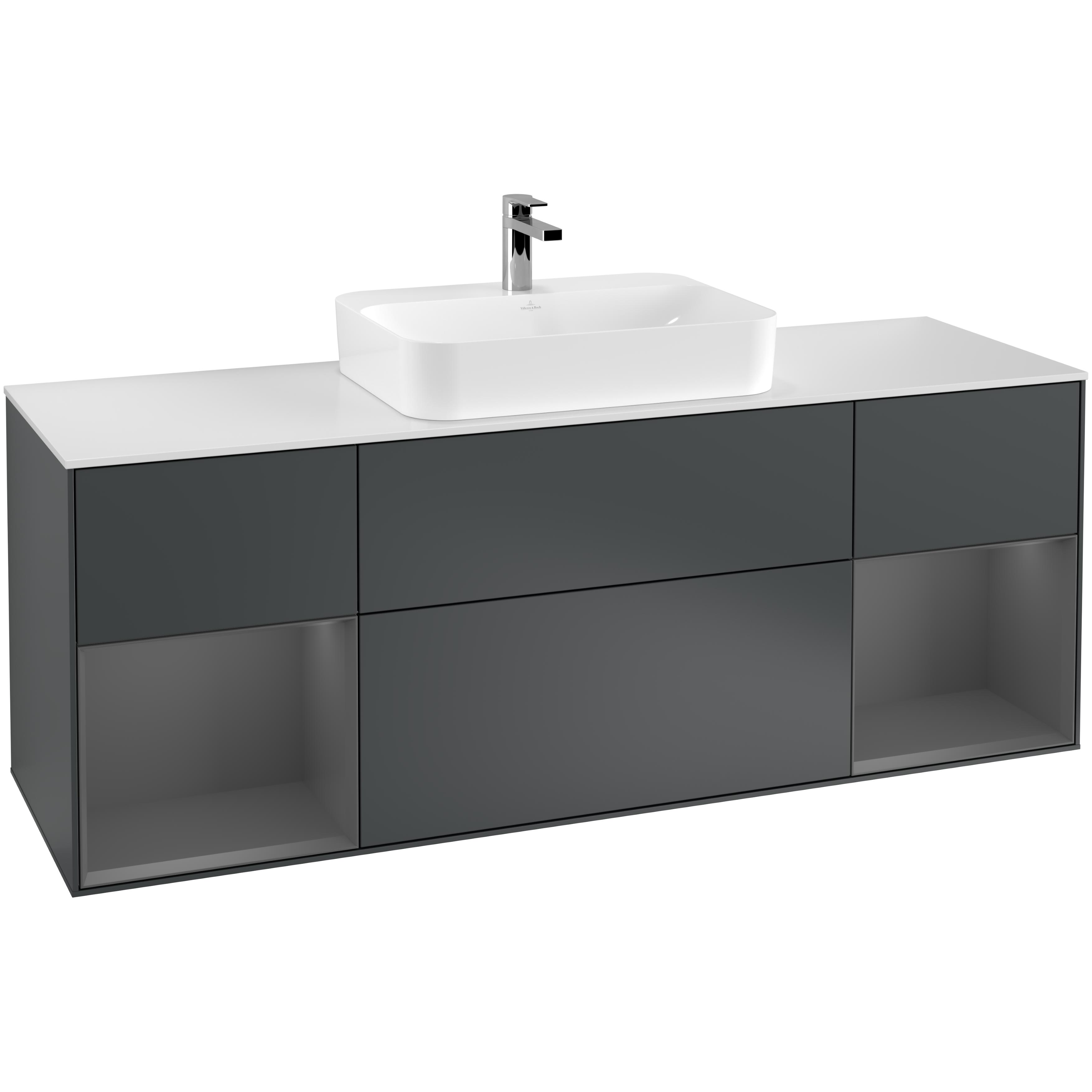 Tvättställsskåp Villeroy & Boch Finion med Två Hyllor och Bänkskiva för Ytmonterat Tvättställ
