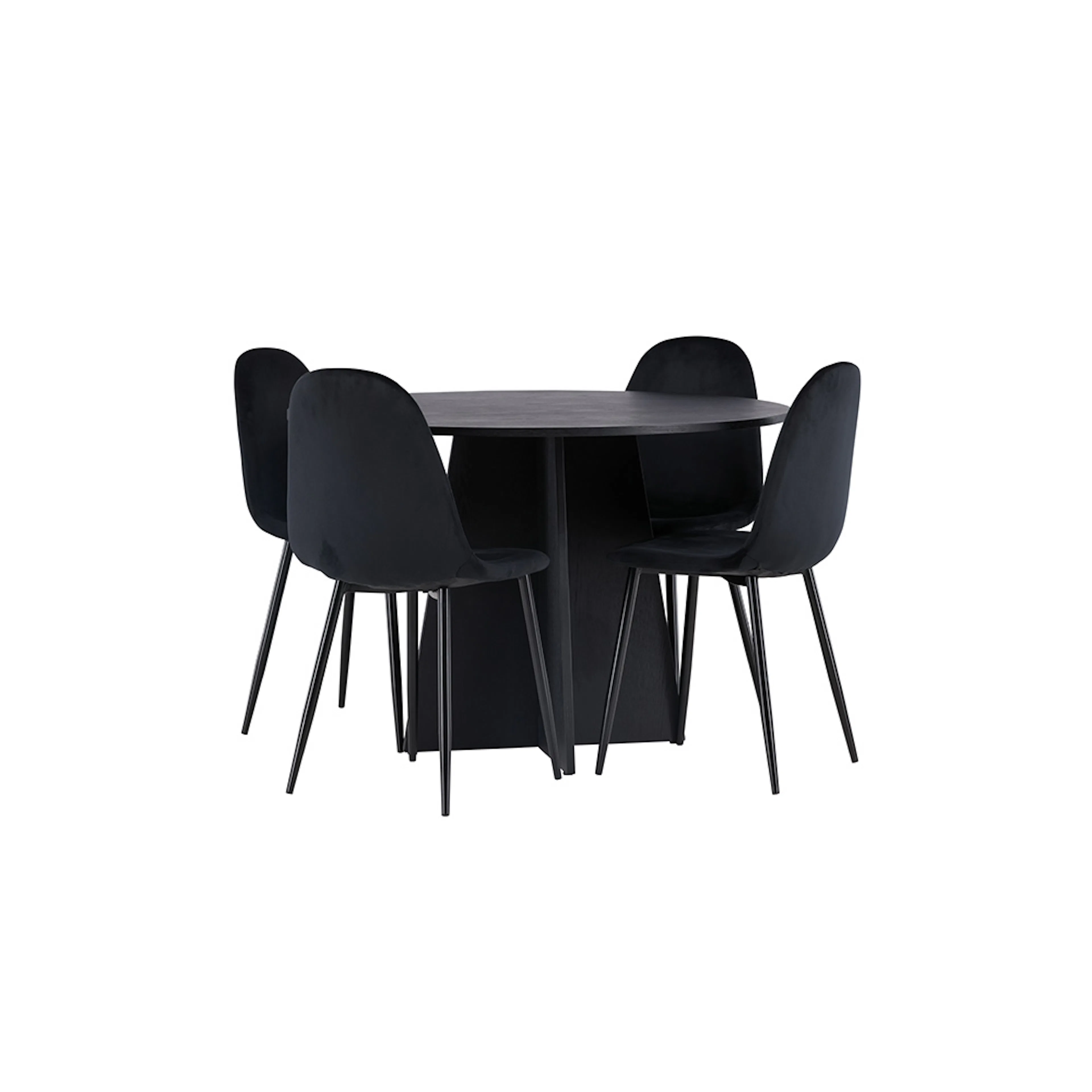 Bootcut Round Dining Table - Black / Black Fanéer +Polar Din Svart