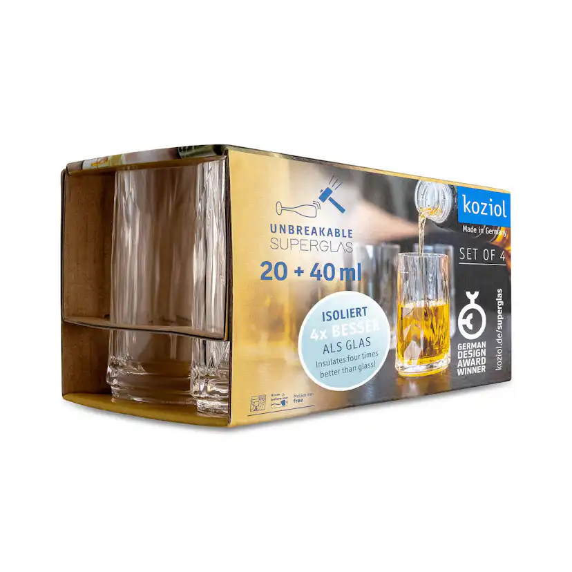 Snapsglas/Shotglas Koziol Club No. 7 40 ml Crystal Clear 4-pack
