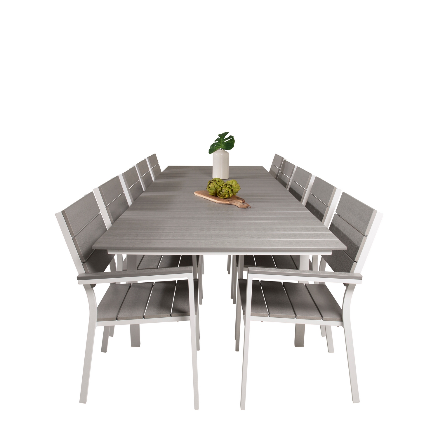 Levels Dining Table 224/324*100 - White Alu / Grey Aintwood Vit/Grå