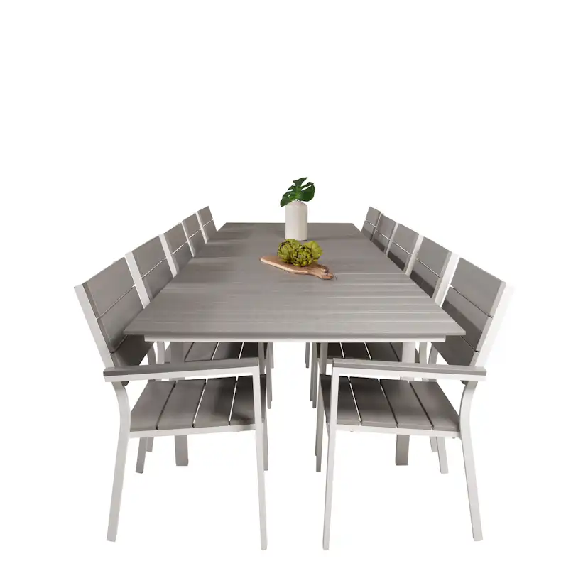 Levels Dining Table 224/324*100 - White Alu / Grey Aintwood Vit/Grå