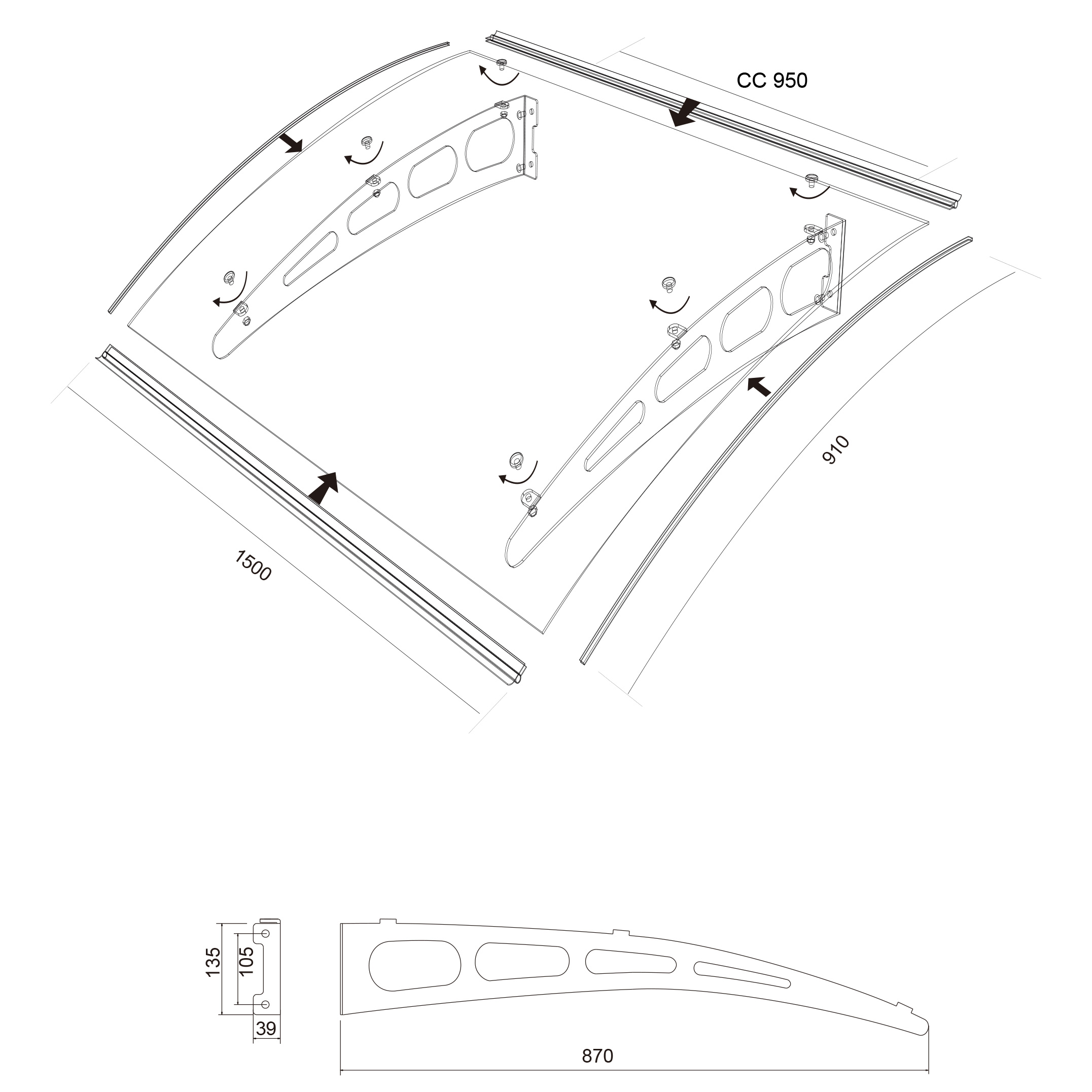Entrétak Skotte Garden Aluminium Polykarbonat