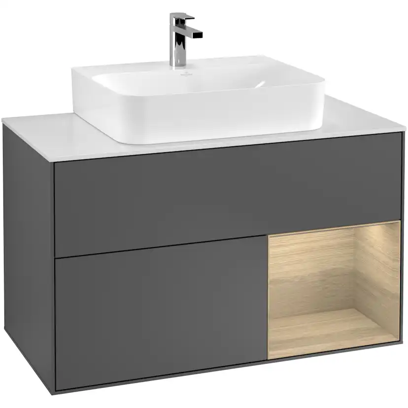 Tvättställsskåp Villeroy & Boch Finion med 2 Lådor Hylla och Bänkskiva för Centrerat Tvättställ