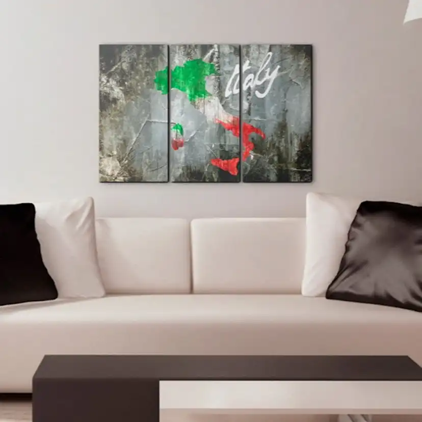 Tavla Arkiio Konstnärlig Karta Över Italien Triptyk