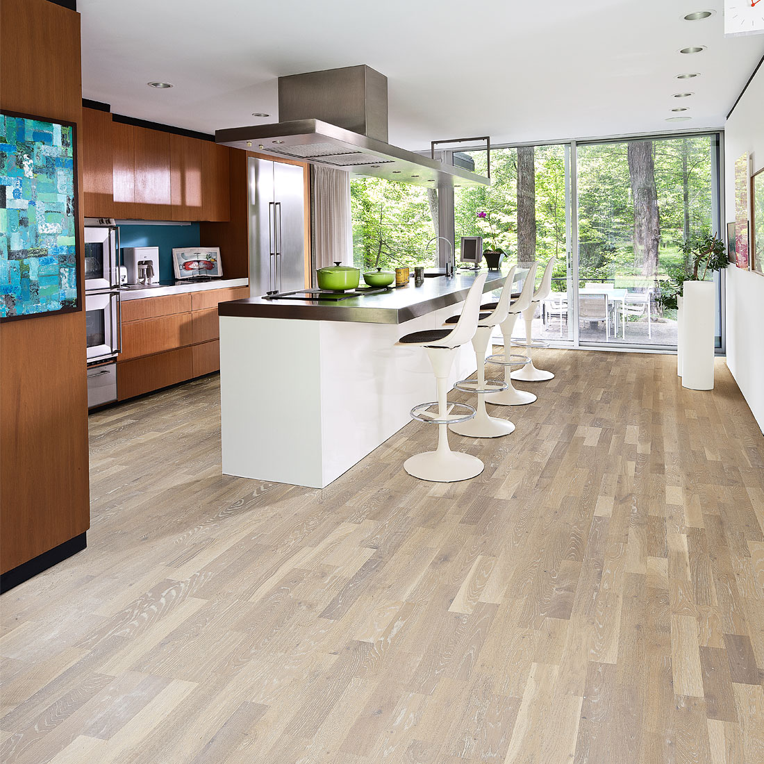 Parkettgolv Kährs Limestone Vit Mattlackad Borstad Ek 3-stav_NEW