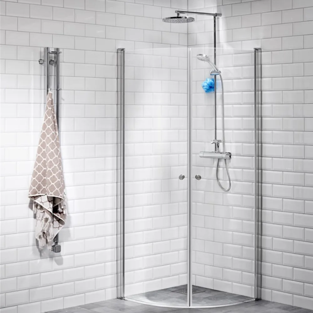 Alterna D-Hörn Lusso1 Svä 80X80 Klar LxB: 800x800 mm, Klarglas, Knopp