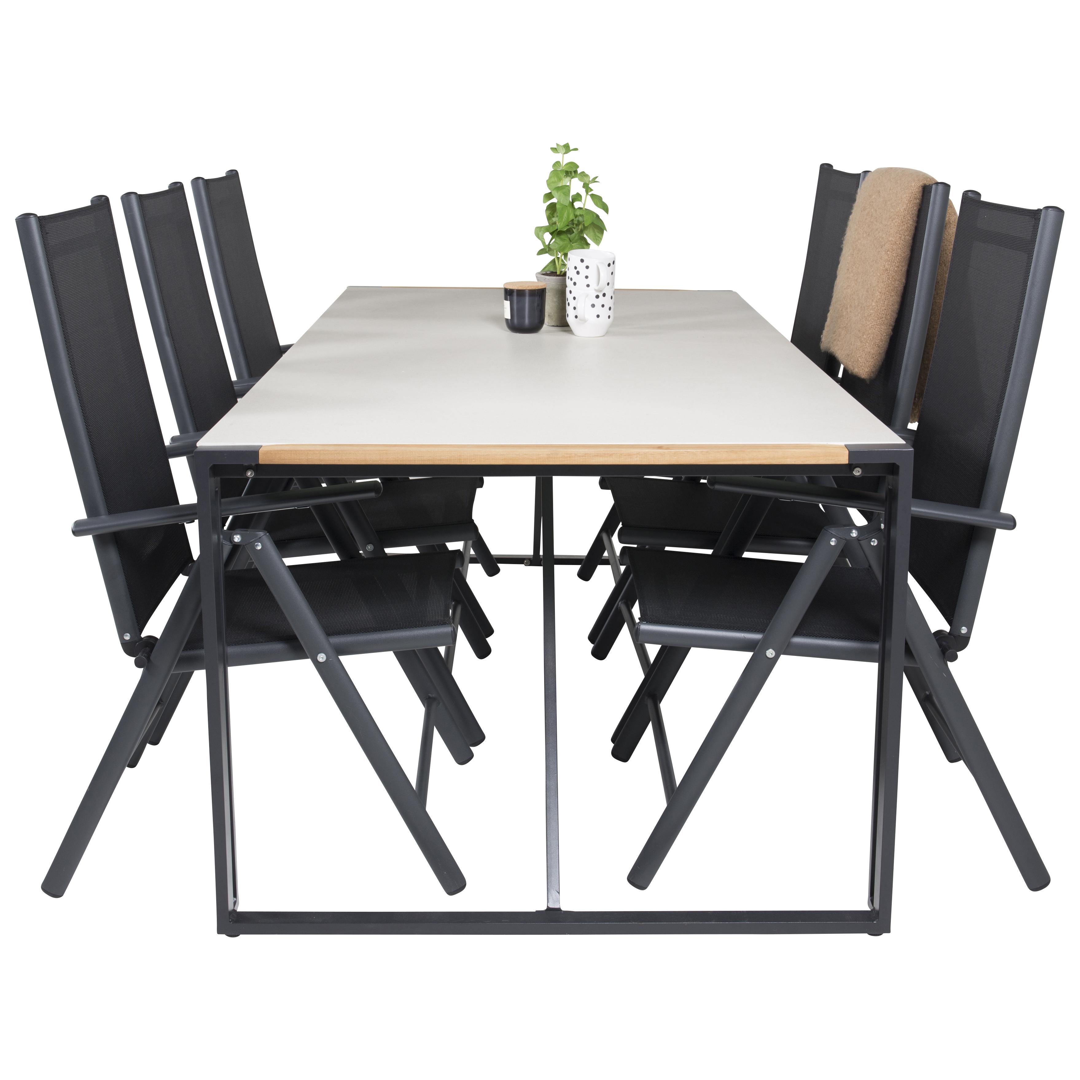 Matgrupp Utomhus Venture Home Tilly 200 med 6 Bront Trädgårdsstolar