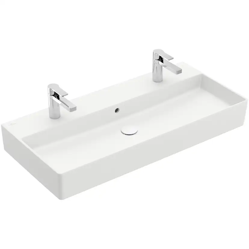 Tvättställ villeroy & Boch Memento 2.0 4A22A4RW Stenvit CeramicPlus, Med Bräddavlopp, 1000 mm, Med 2 Blandarhål, för Två Enhålsblandare