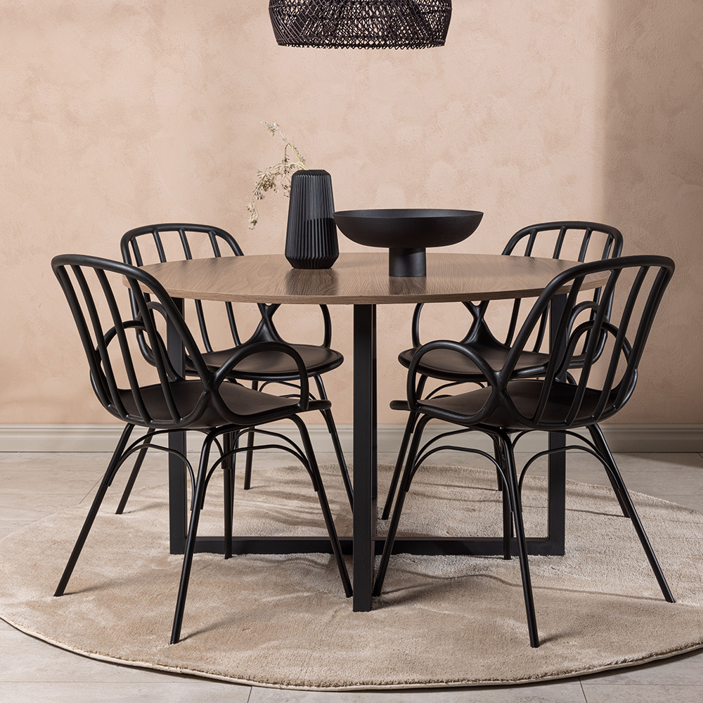 Matgrupp Venture Home Durango Ø 120 cm med 4 Dyrön Stolar