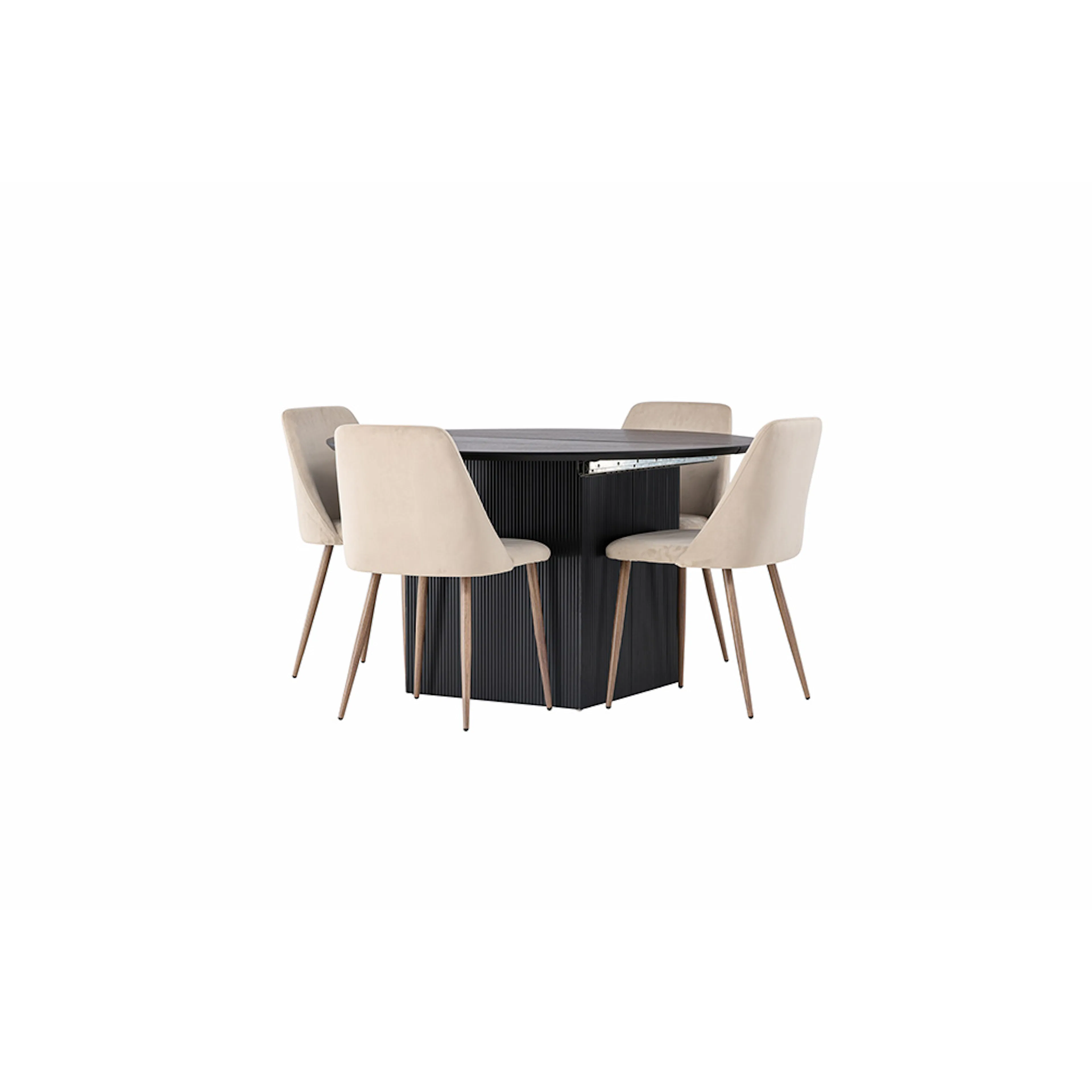 Matgrupp Venture Home Matilda med 4 Night Sammet Stolar Svart/Brun