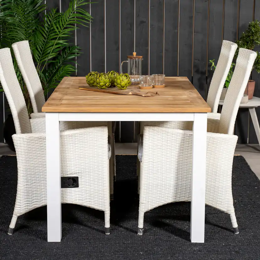 Panama Dining Table 152/210*90 - White Alu / Teak+Padova Arm Blanka Ben