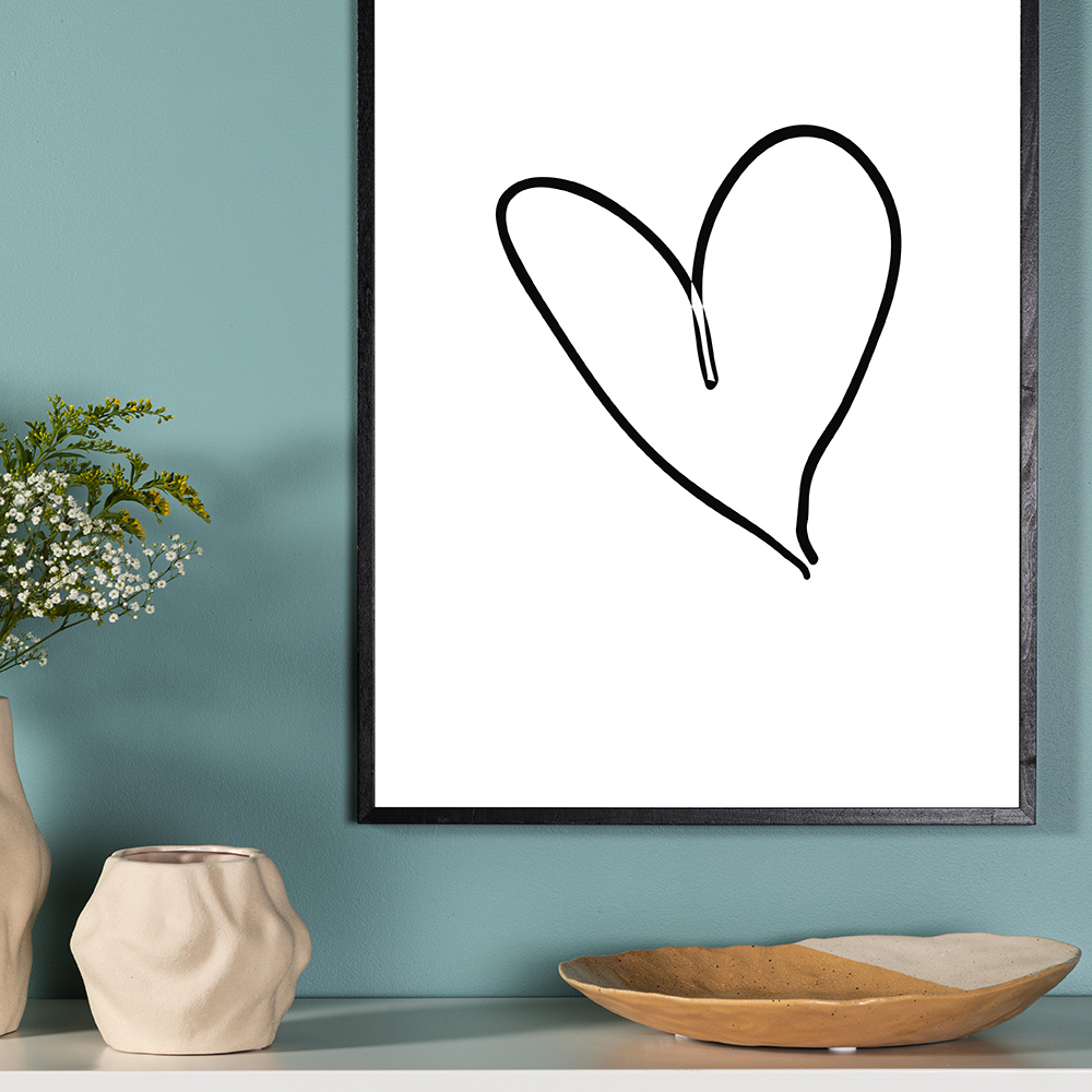 Posters Venture Home Heart Svart/vit