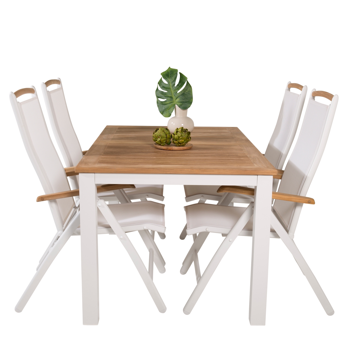 Panama Dining Table 152/210*90 - White Alu / Teak+Panama Cha Blanka Ben