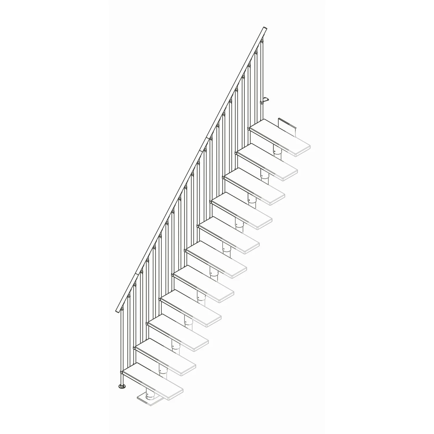 CLASSIC III komplett extra räcke bok lack antracit 11-12T Antracit, Passar till 11-12 Steg