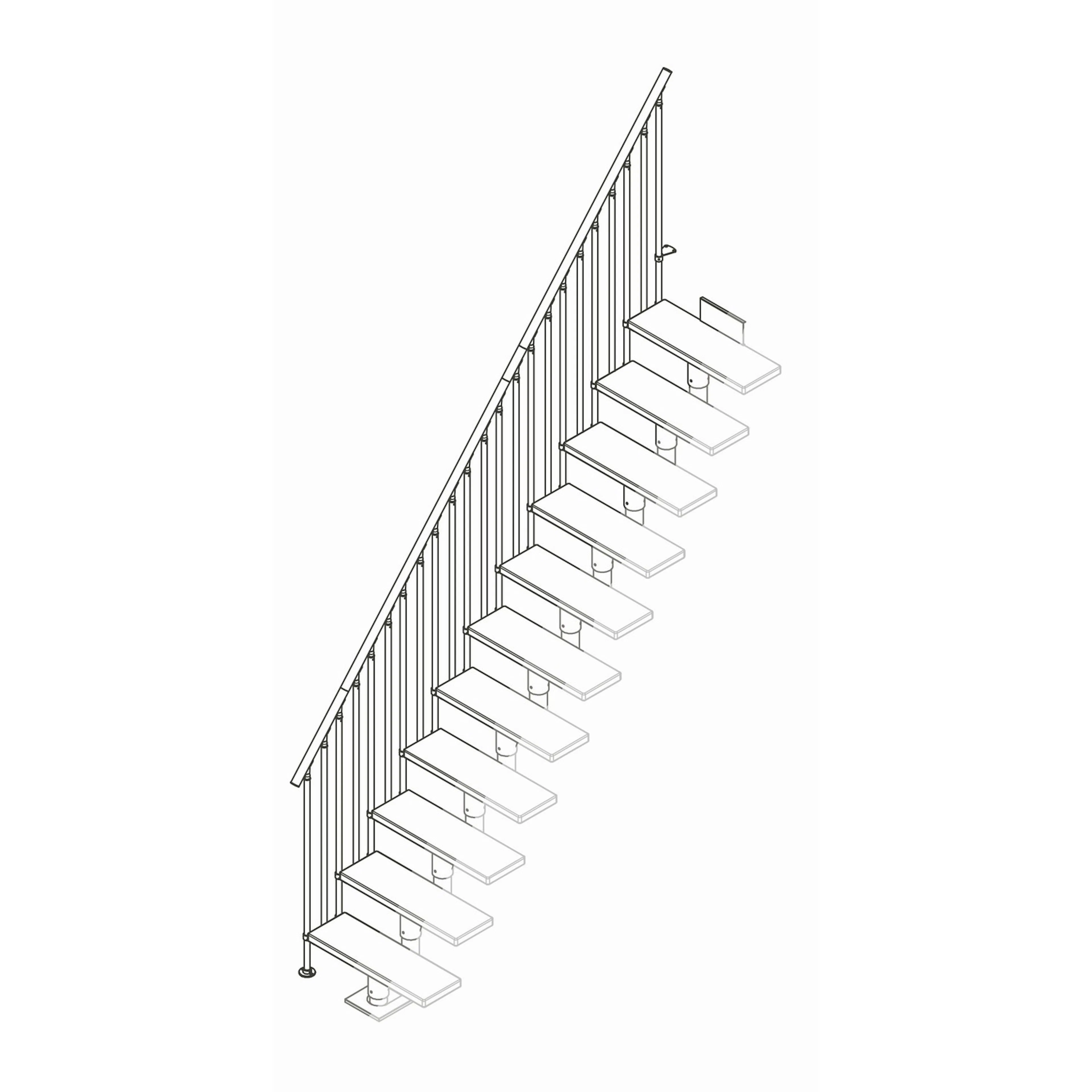 CLASSIC III komplett extra räcke bok lack antracit 11-12T Antracit, Passar till 11-12 Steg