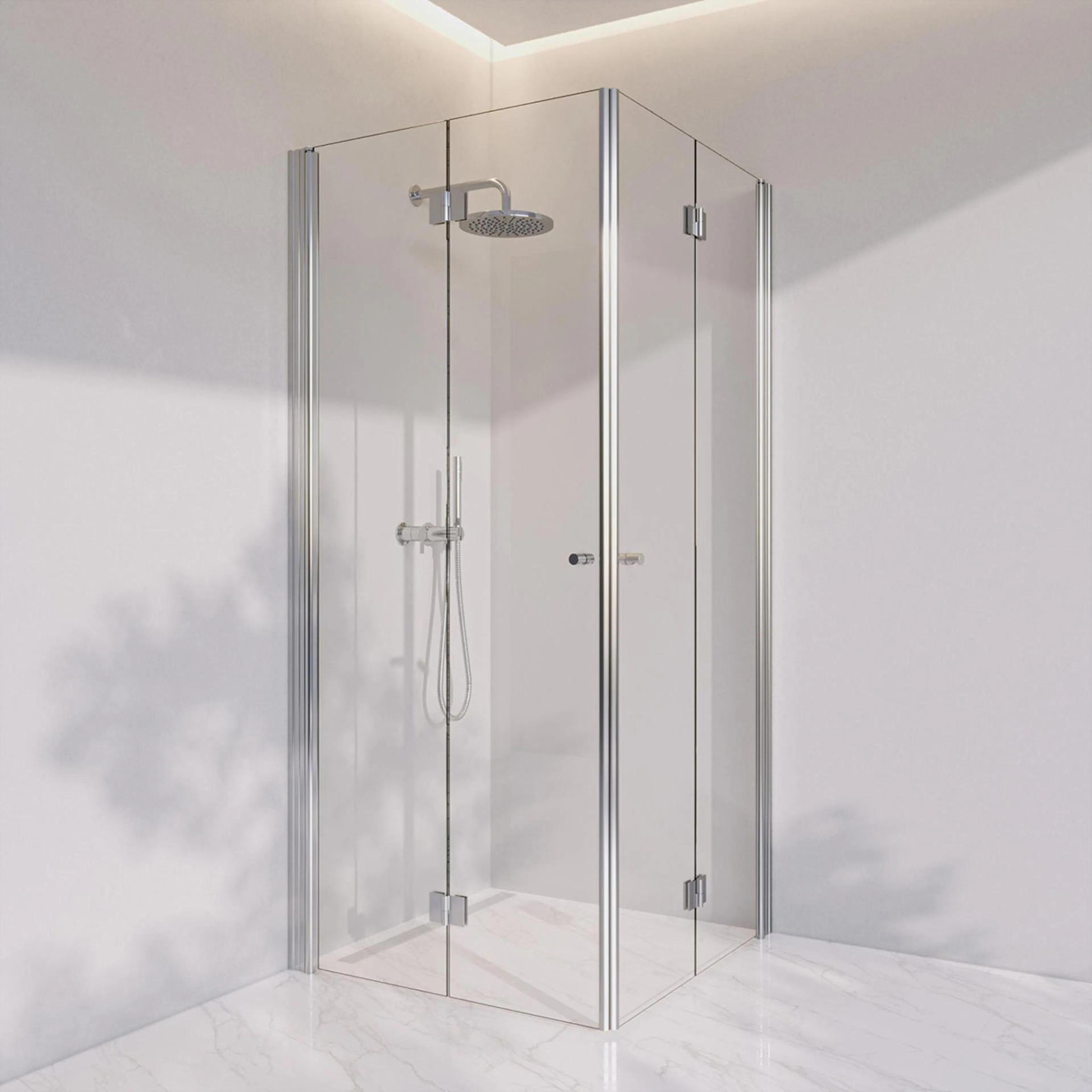 Invitrea Prime PH33/80x80/Blankpolerad/Räfflad knopp/Klart g Storlek: 800x800 mm, Glastyp: Klarglas, Handtag: Blankpolerad Räfflad knopp, Profil: Blankpolerad