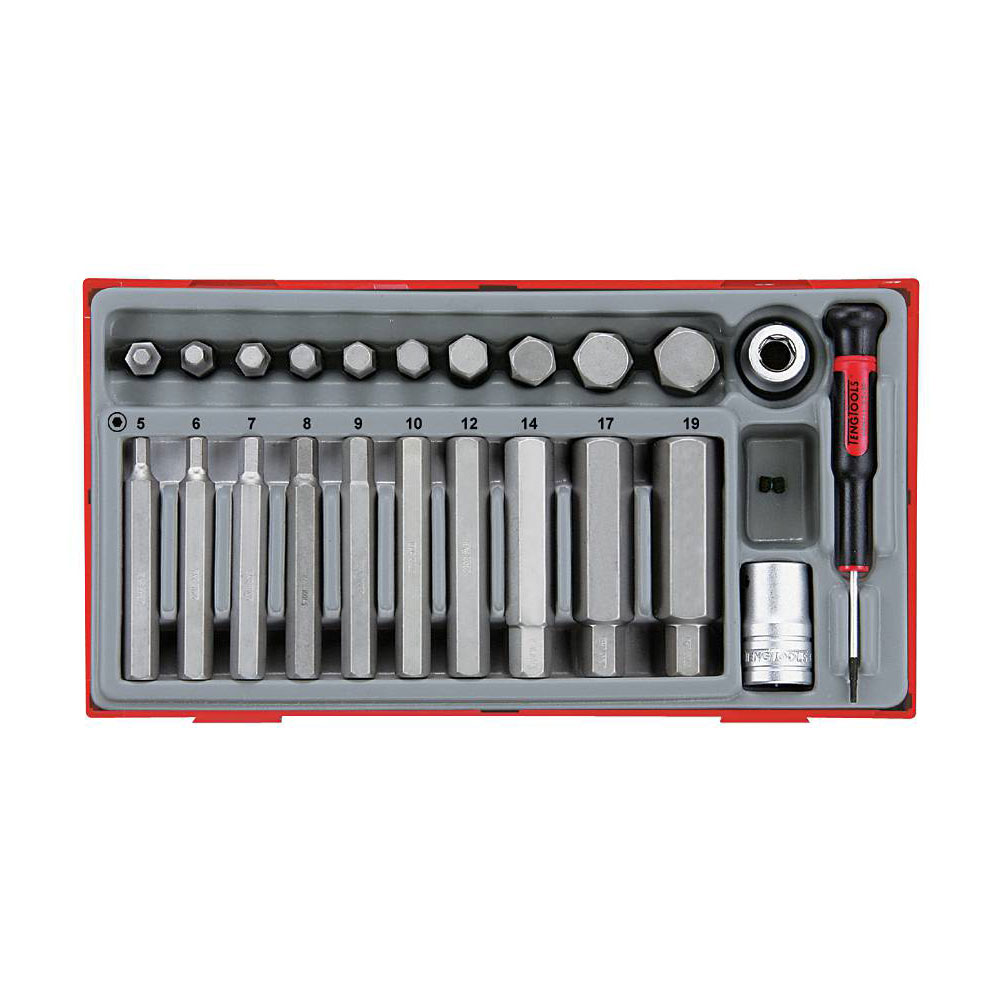 Insexhylssats 23 delar med 1/2 tum fyrkantsfäste Teng Tools TTHEX23