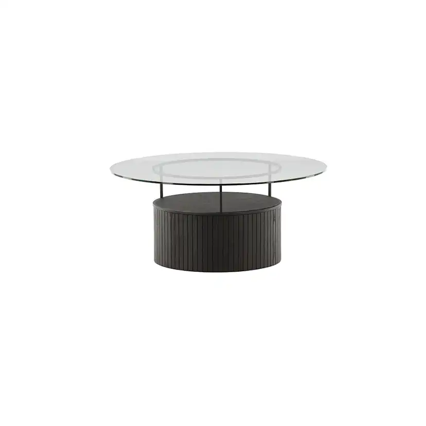 Soffbord Venture Home Bovall Runt Vardagsrumsbord i Svart Ask & Glas