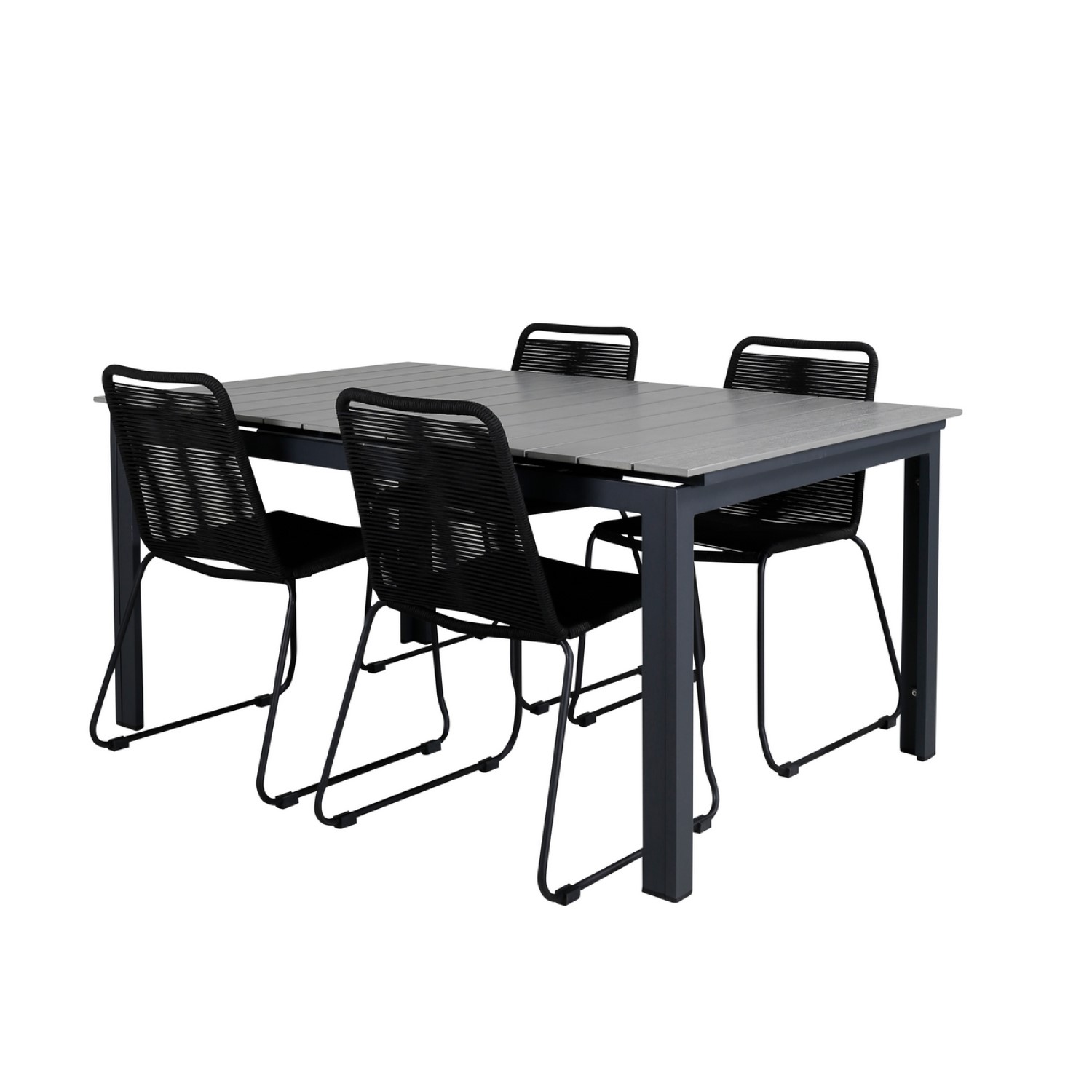 Matgrupp Venture Home Lova 160 med 4 Leon Stapelbara Matstolar