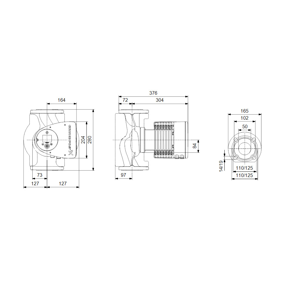 GRUNDFOS MAGNA3 50-120 F CIRKULATIONSPUMP Modell: 50-120 F