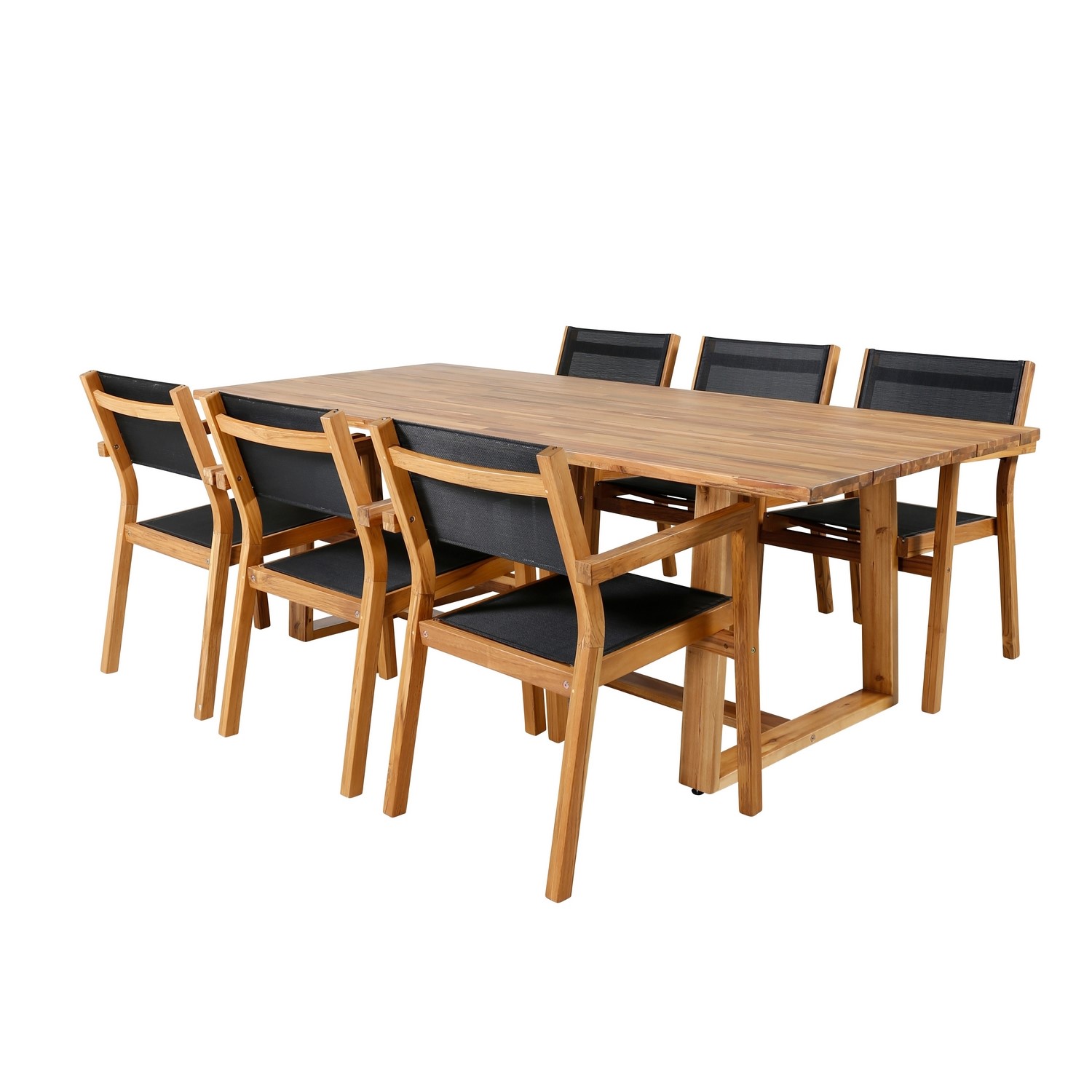 Matgrupp Venture Home Plarra med 6 Vum Stapelbara Matstolar