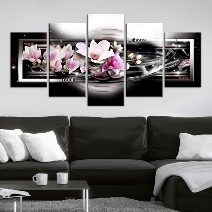 Tavla - Magnolias on a black background 200x100 200x100 cm