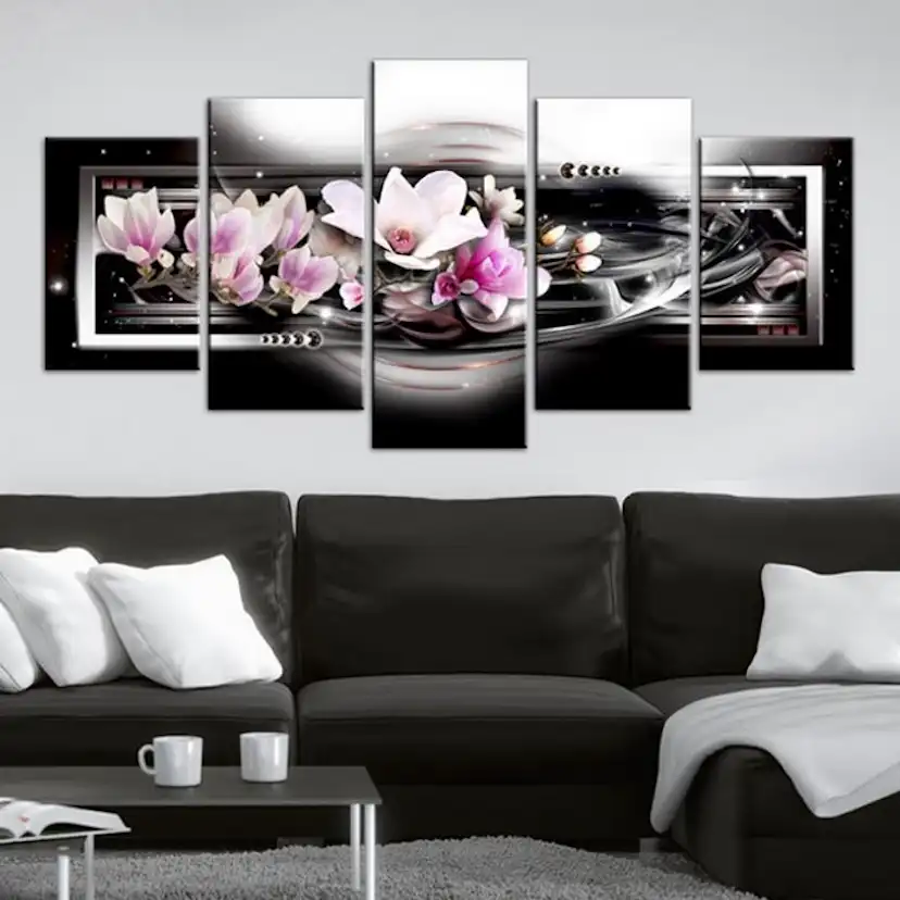 Tavla - Magnolias on a black background 200x100 200x100 cm