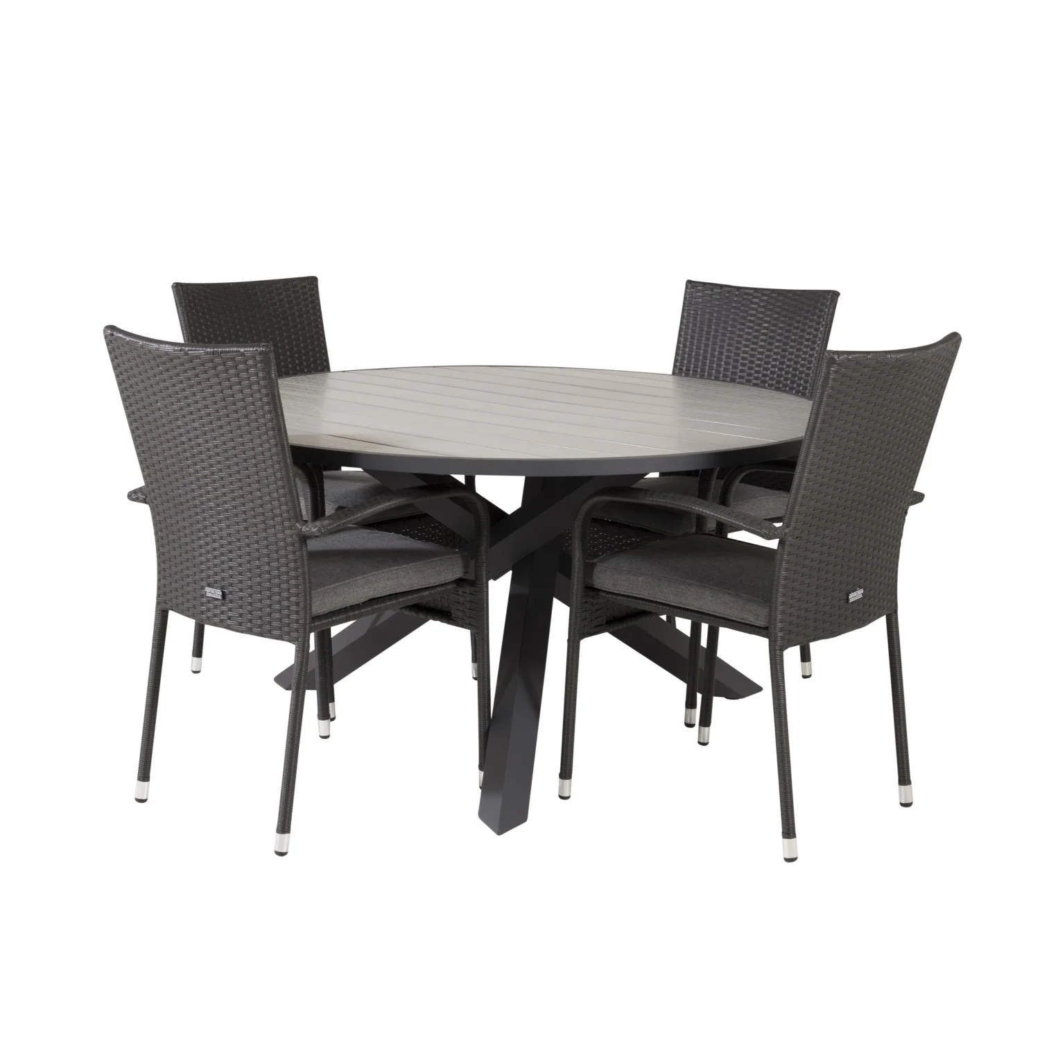 Parma - Table ø 140 - Svart Alu /Grey Aintwood+Anna Arm Chai Svart/Grå