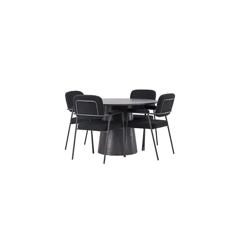 Matgrupp Venture Home Lanzo Ø120 cm med 4 st Yesterday stolar