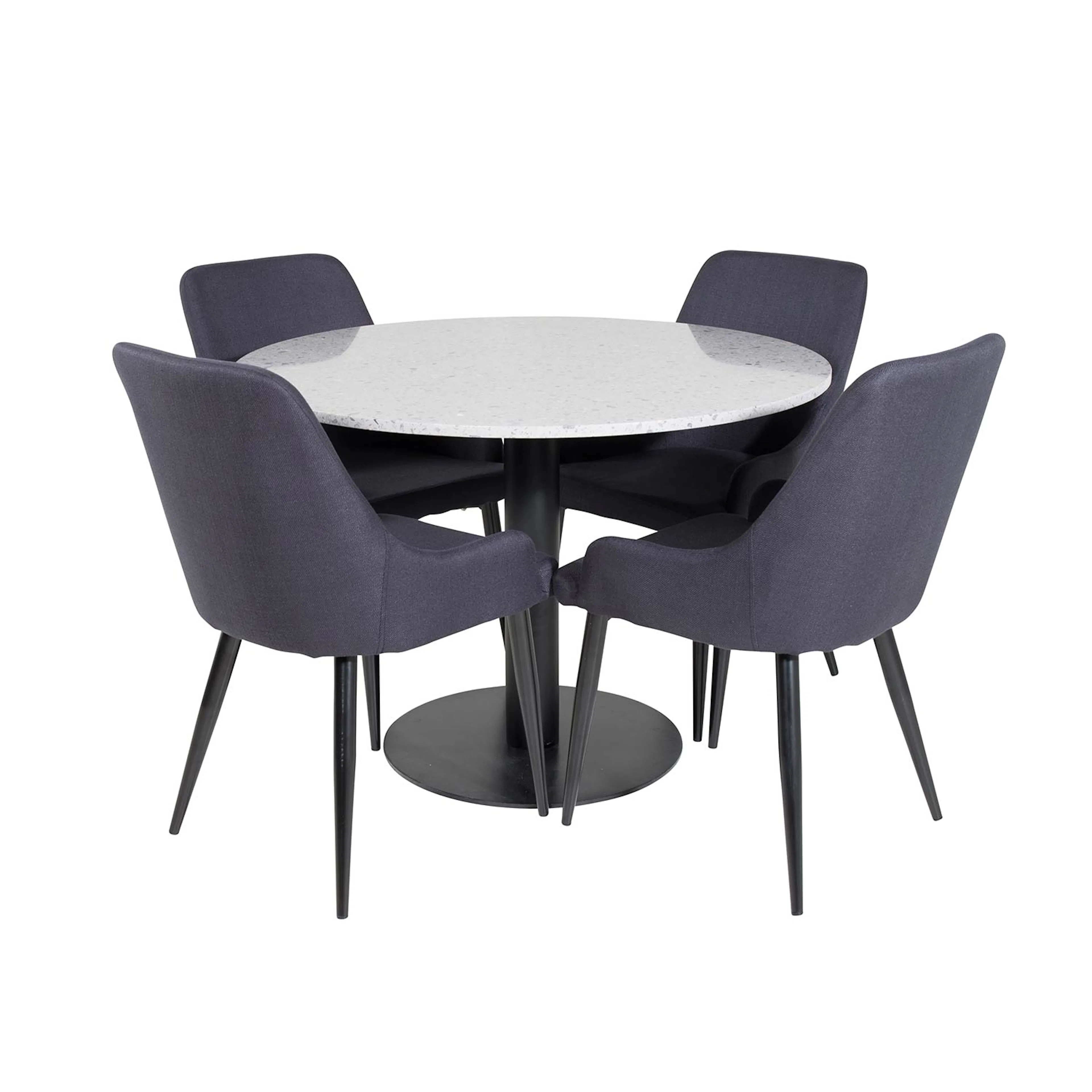 Razzia Table - Grey / Black+Plaza Chair - Black Fabric_4 Grå/Svart