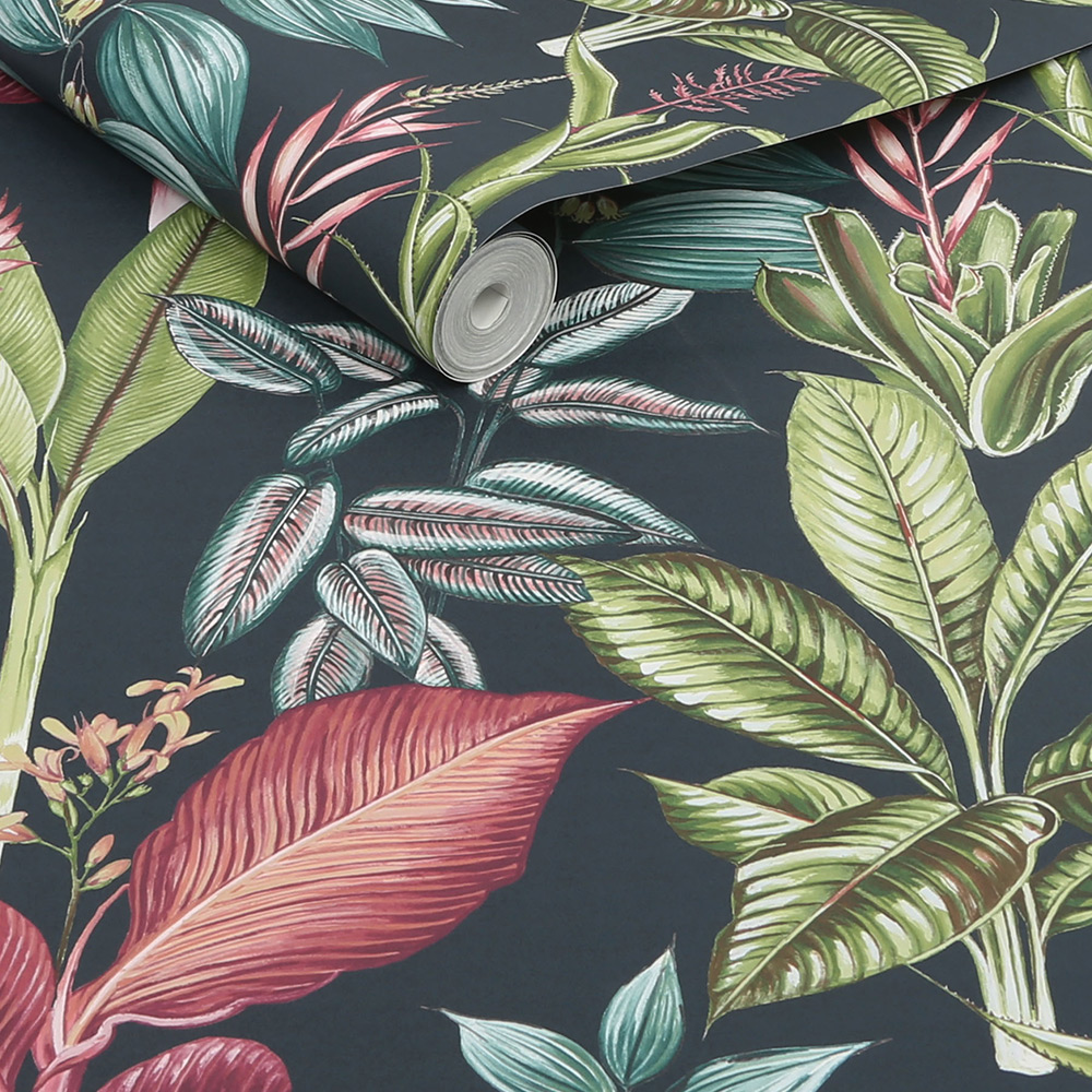 Tapet NEXT Fantasy Rainforest Leaves Navy