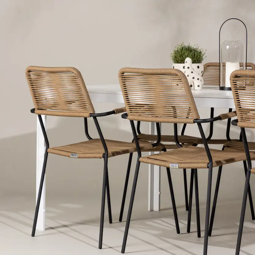 Break Dining Table - White / White Aintwood +Lindos - Armch Trädgårdsgrupp Venture Home Break med 6 Lindos Karmstolar