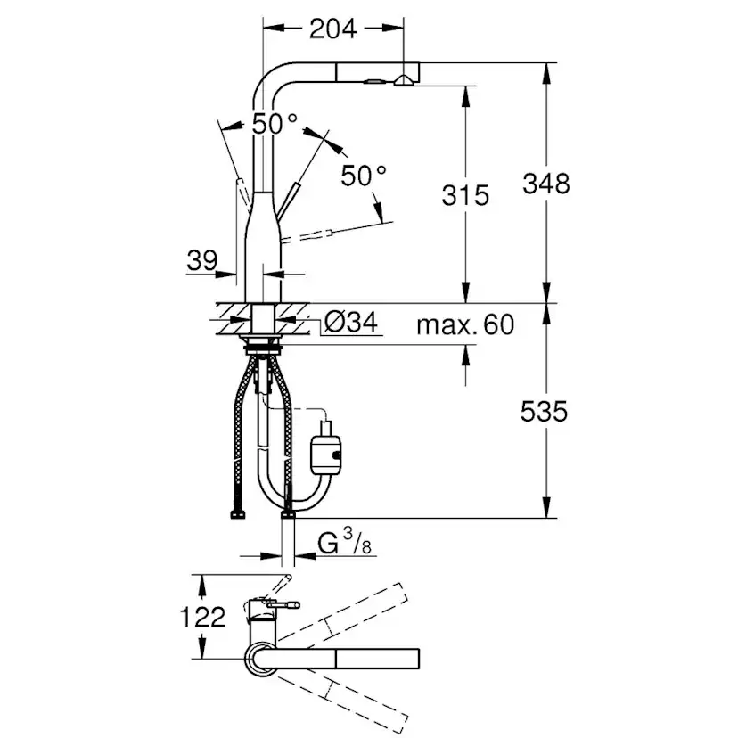 Köksblandare Grohe Essence 30270 med Utdragbar Pip