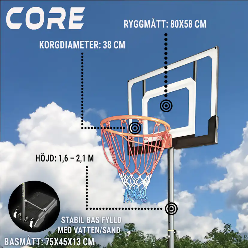 Basketkorg Nordcore för Barn 1,6-2,1m
