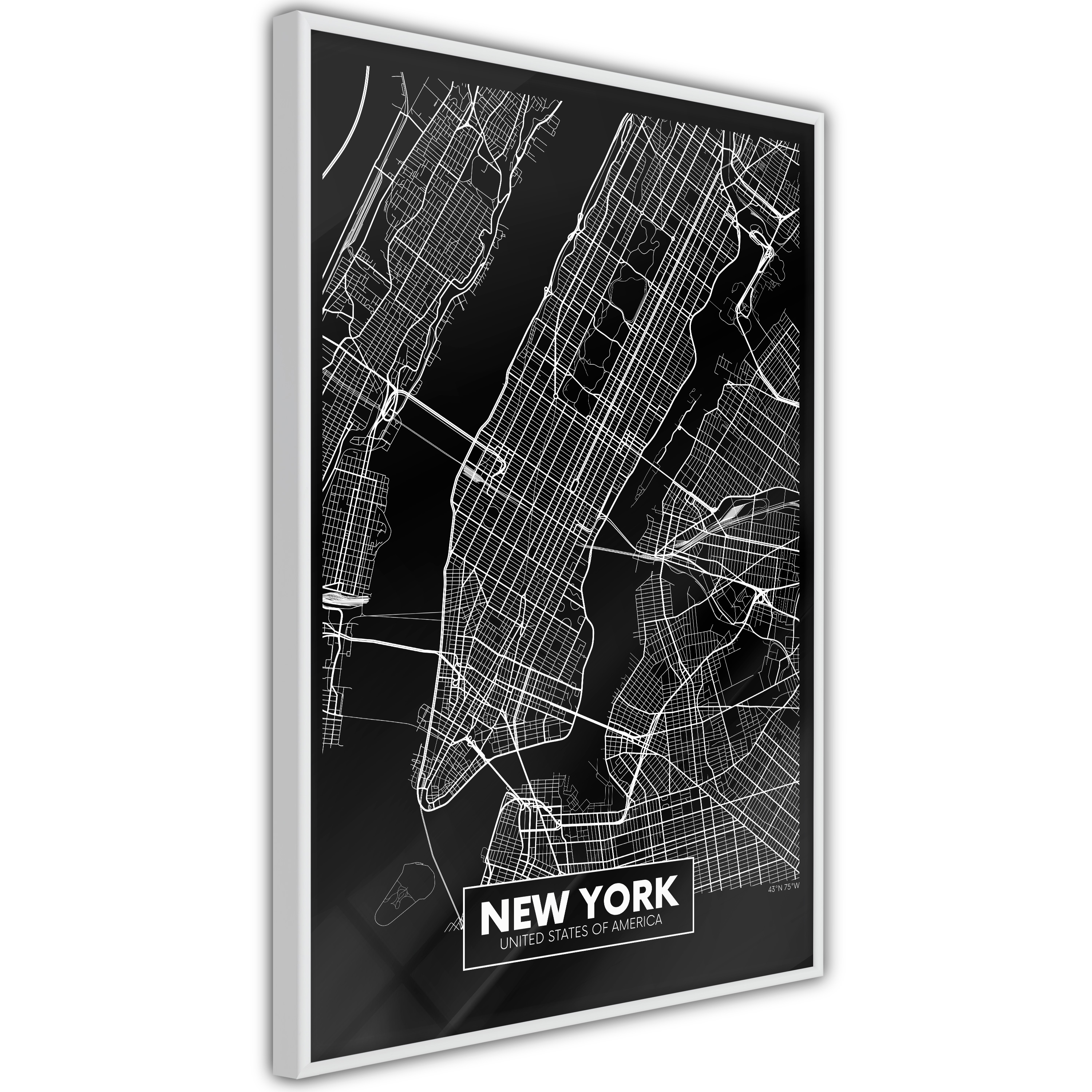 Poster Artgeist Affisch Negative Map New York