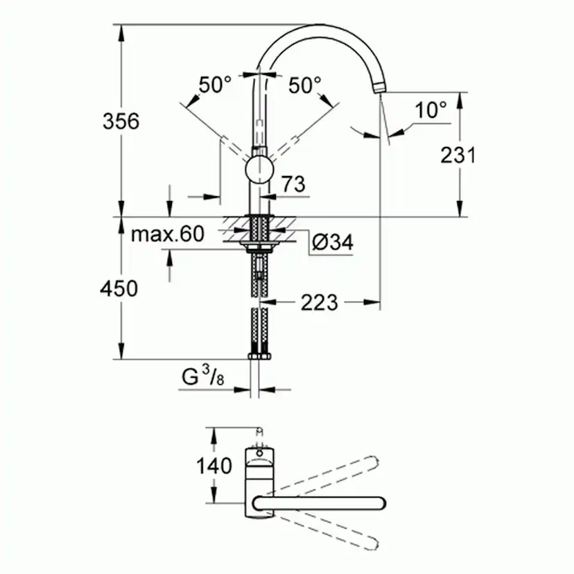 Köksblandare Grohe Minta 32917 Med C-pip